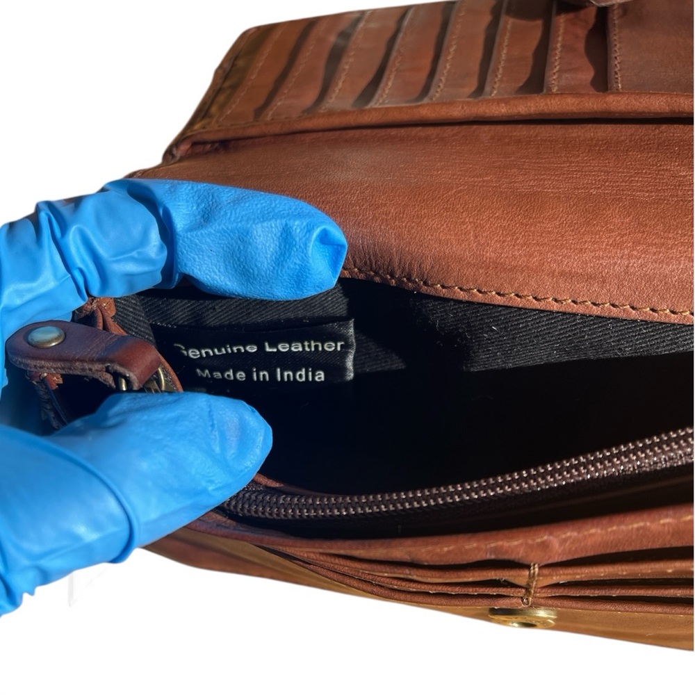 Brown Leather Clutch Wallet with Anchor Detail - Picture 8 of 14